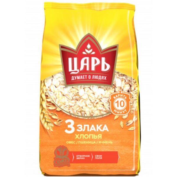 ЗР Хлопья из 3-х злаков "Царь" 400 гр /20/ ПАКЕТ №15