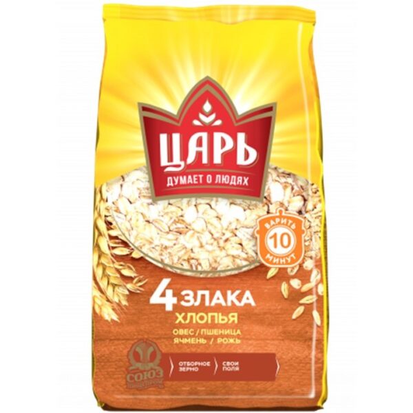 ЗР Хлопья из 4-х злаков "Царь" 400 гр /20/ ПАКЕТ №18