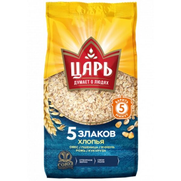 ЗР Хлопья из 5-ти злаков "Царь" 400 гр /20/ ПАКЕТ №34