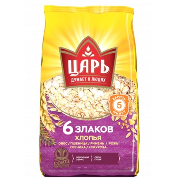 ЗР Хлопья из 6-ти злаков "Царь" 400 гр /20/ ПАКЕТ №41