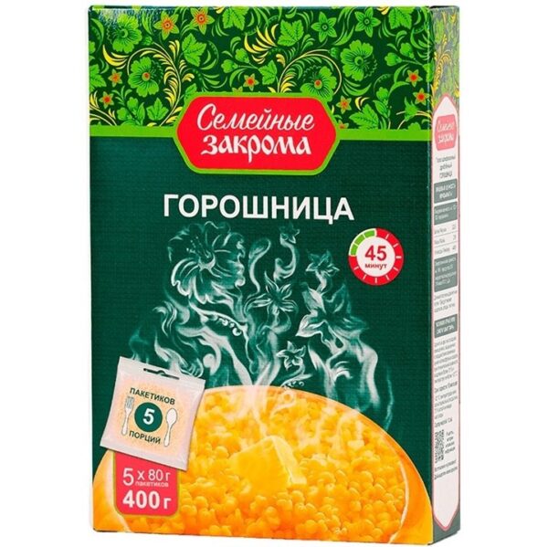 Семейные закрома Вар/пак Горох дробленый Горошница 5*80 гр /10/ КОРОБКА