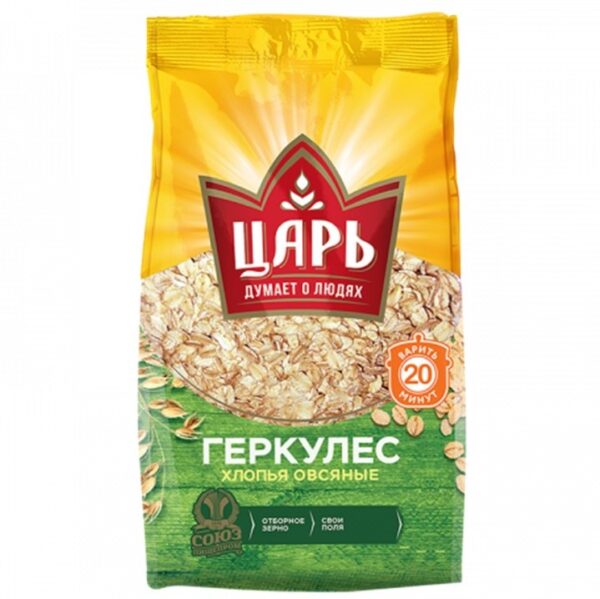 ЗР "Царь" Геркулес хлопья овсяные 400 гр /20/ пакет ГОСТ №31