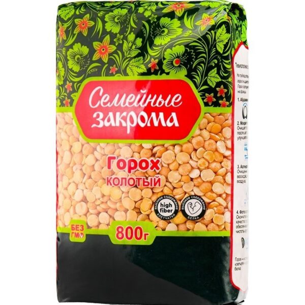 Семейные закрома Горох колотый ГОСТ 800 гр /12/