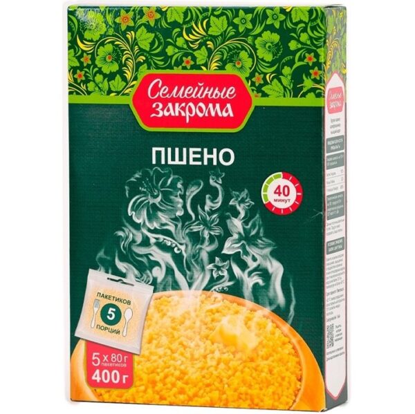 Семейные закрома Вар/пак Пшено 5*80 гр /10/ КОРОБКА