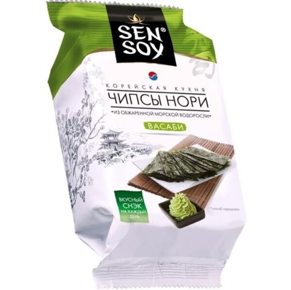 Сэнсой Чипсы Нори из морской капусты "Wasabi" 4,5 гр /18/