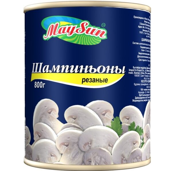 MAYSUN Шампиньоны резаные 850мл ж/б Китай /12/