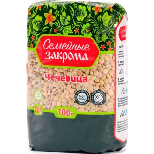 Семейные закрома Чечевица (зеленая) 700 гр /12/